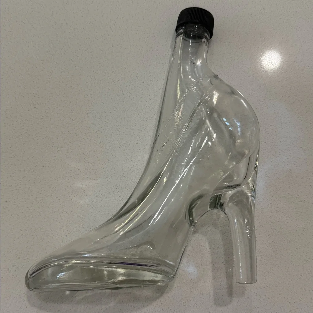 Vintage Clear Glass High Heel Stiletto Bottle Decanter‎ with top 8.75”